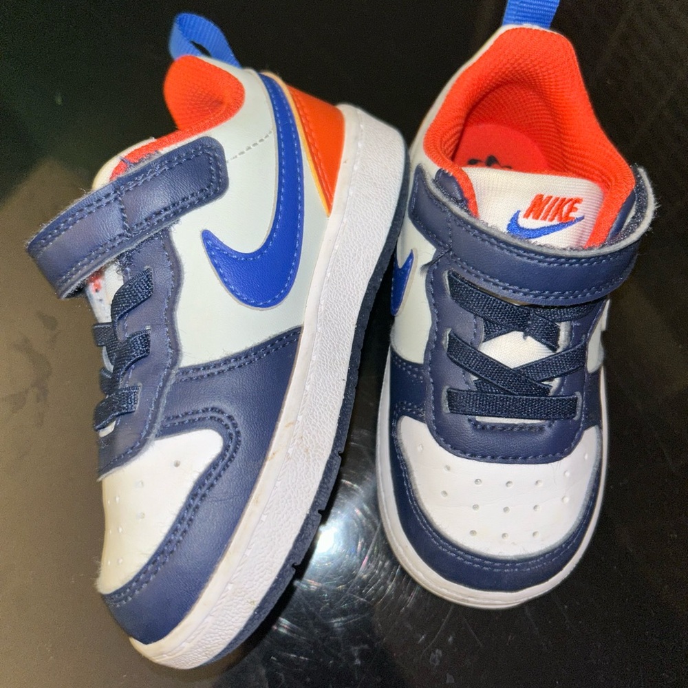 BOYS INFANT-TODDLER COURT BOROUGH LOW RECRAFT NIKE SNEAKER 7c Gray blue Orange